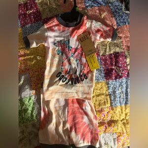 Colorful Good Vibes lazy one Pajama Set 2T